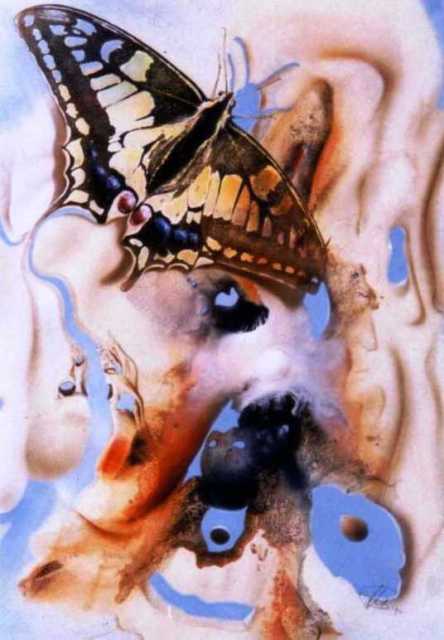  Schwalbenschwanz-Schmetterling löst die Realität auf - Acrylbilder