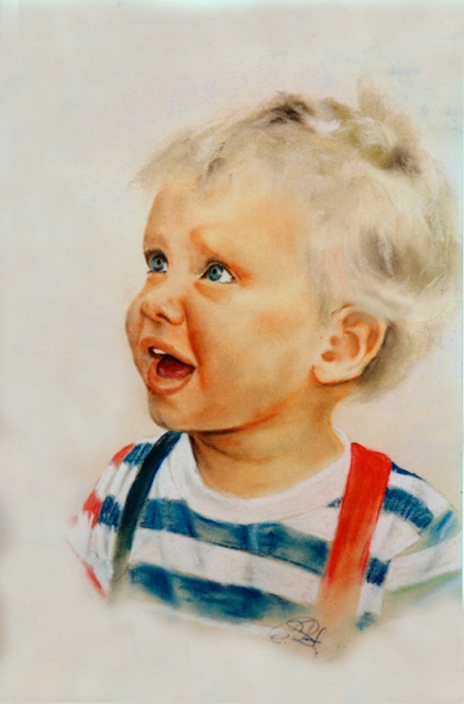 Kinderportrait, Malerei in Pastellkreide
