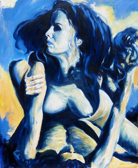 Ölmalerei in Pinseltechnik, Titel: Beach, kein Sex ohne Liebe